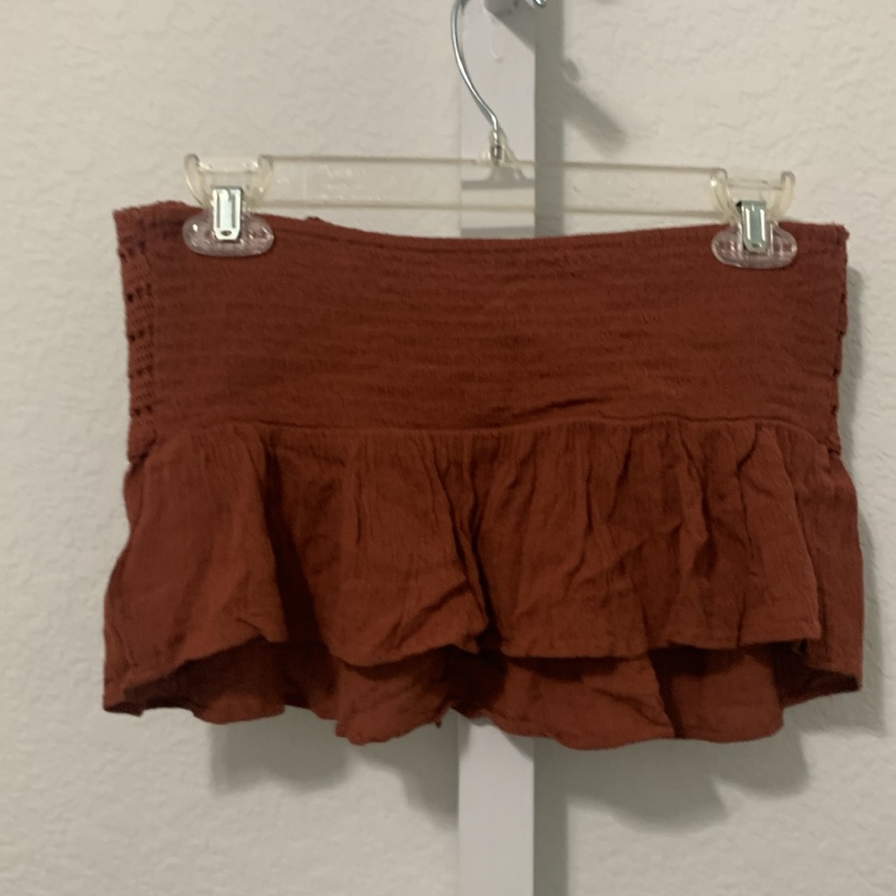American Eagle Brown Knot Front Strapless Crop Top - Picture 3 of 6